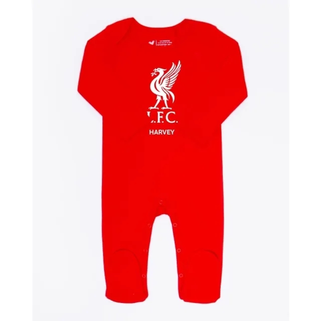 Liverpool FC LFC Baby Personalised Liverbird Sleepsuit Red