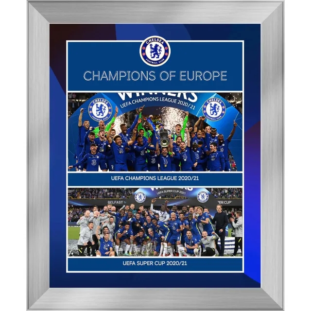 Chelsea UCL 2021 Champions Celebration Montage Framed Print - 20 x 16 Inch