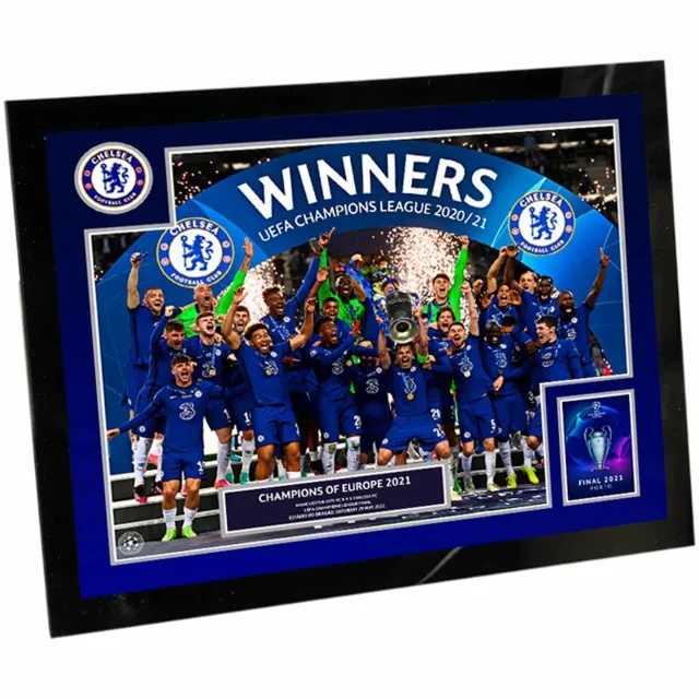 Chelsea UCL 2021 Champions Celebration Glass Frame - 8 x 6 Inch