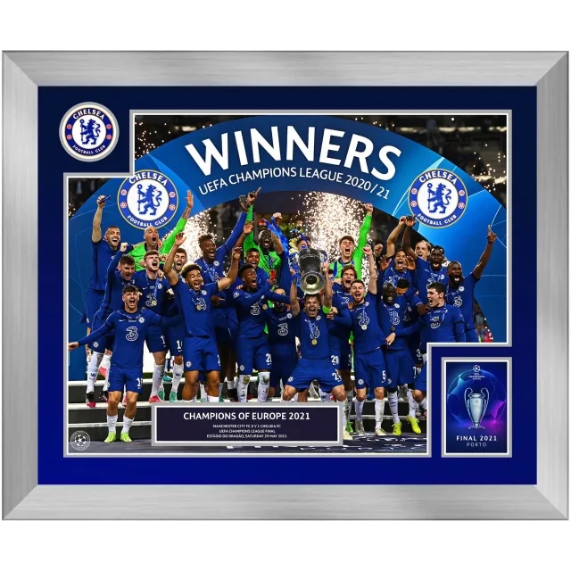 Chelsea UCL 2021 Champions Celebration Framed Print - 20 x 16 Inch
