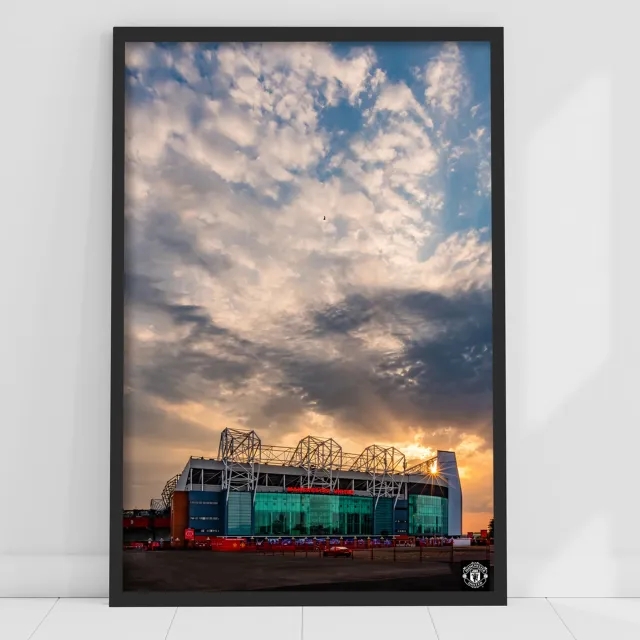 Manchester United Old Trafford Sunset Framed Print - A2