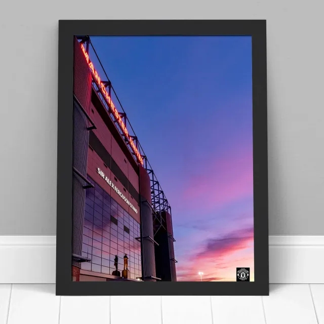 Manchester United Sir Alex Ferguson Stand Sunset Framed Print - A2