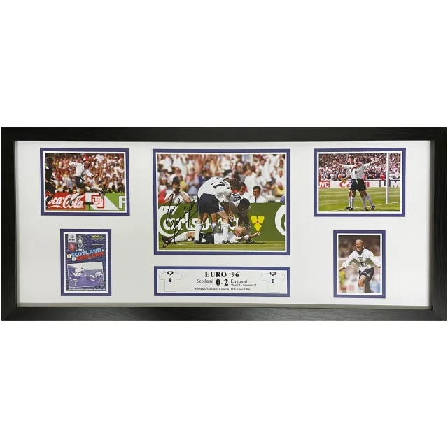 Paul Gascoigne Signed Euro '96 Storyboard Photo - Framed