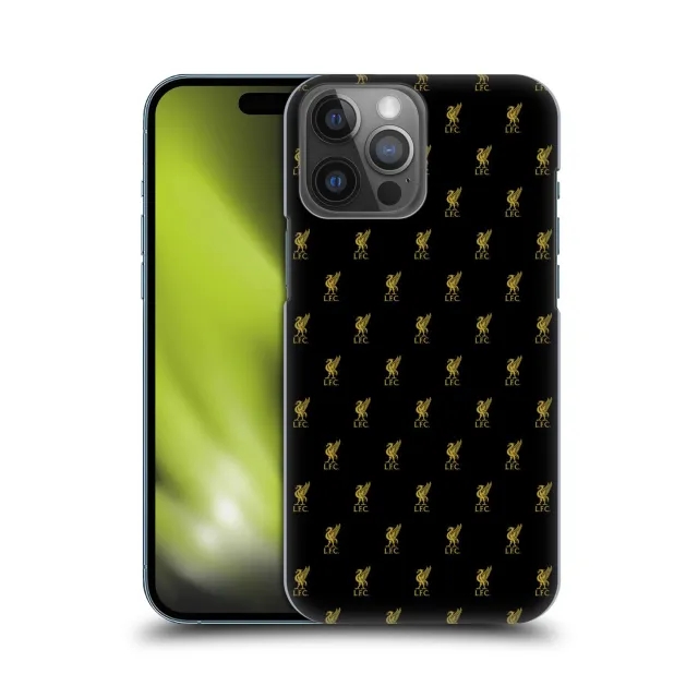 Liverpool Liverbird Pattern Hard Back Phone Case - Black/Gold - iPhone