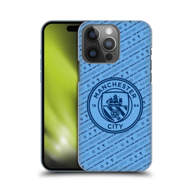 Manchester CIty Patterns Hard Back Phone Case - Sky/Navy - iPhone