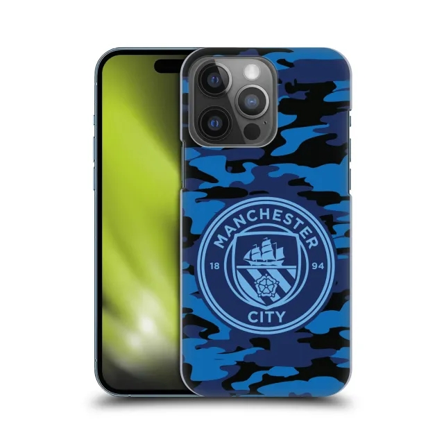 Manchester CIty Mono Crest Camouflage Hard Back Phone Case - Navy/Sky - iPhone