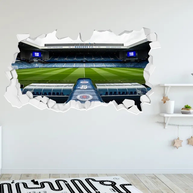 Glasgow Rangers Sandy Jardine Stand Stadium Broken Wall Sticker - 90cm width x 50cm height