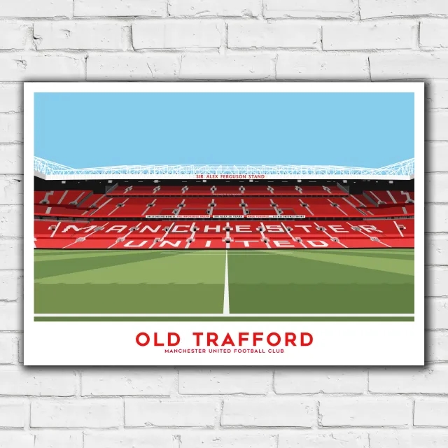 Manchester United Old Trafford SAF Stand Illustration Print - A2