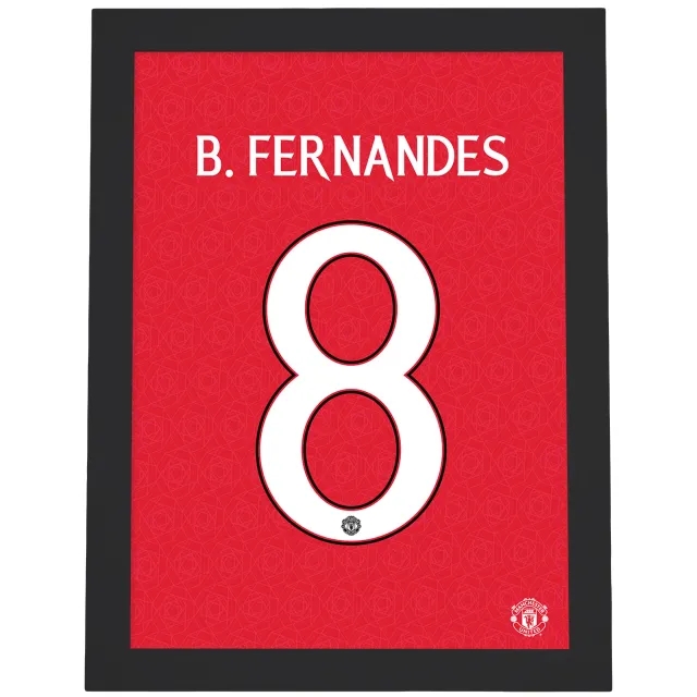 Manchester United Bruno Fernandes Shirt Design Framed Print - A2