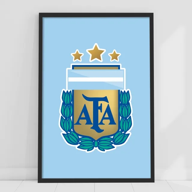 Argentina Crest Light Blue Background Print - Framed A3