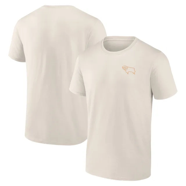 Fanatics Unlabeled Derby County Essentials Small Crest T-Shirt - Off White - Mens