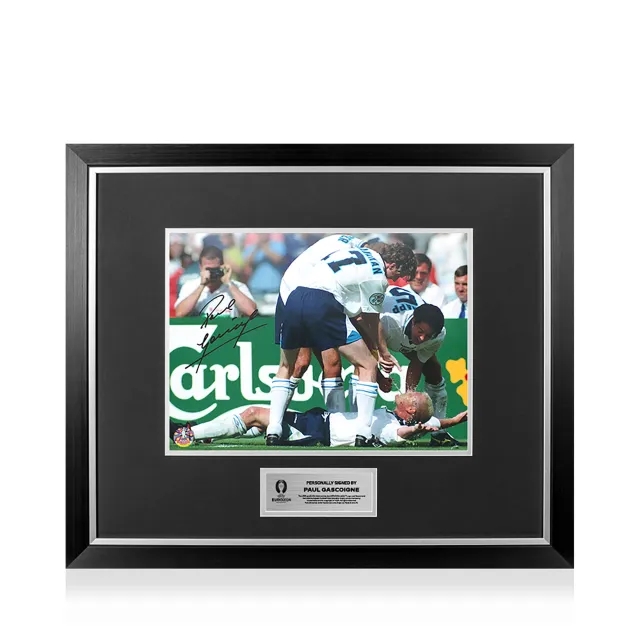 Icons UEFA 2024 Paul Gascoigne Official UEFA Euro 2024 Signed and Framed England Photo: Dentist Chair Celebration