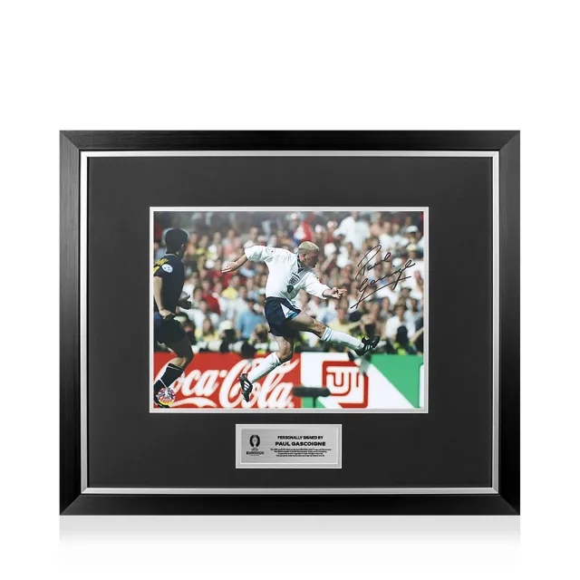 Icons UEFA 2024 Paul Gascoigne Official Signed and Framed England Photo: Euro 96 Goal