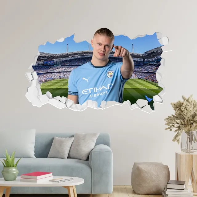 Manchester City Erling Haaland 24-25 Broken Wall Sticker - 90cm width x 50cm Height
