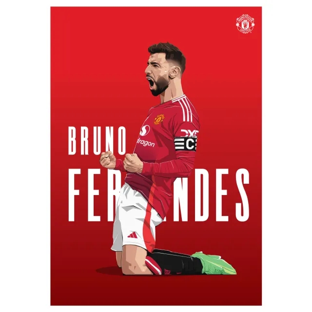 Manchester United Bruno Fernandes 24-25 Illustration Print - Unframed A3