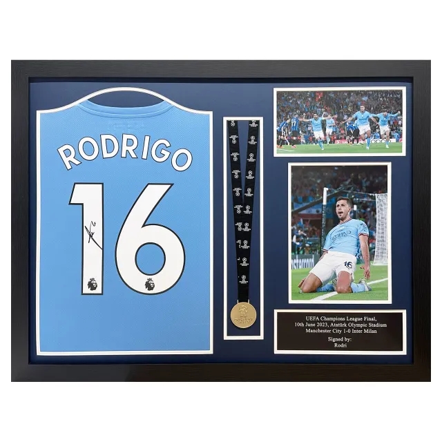 Manchester City Rodri Signed Shirt With Champions League Medal
