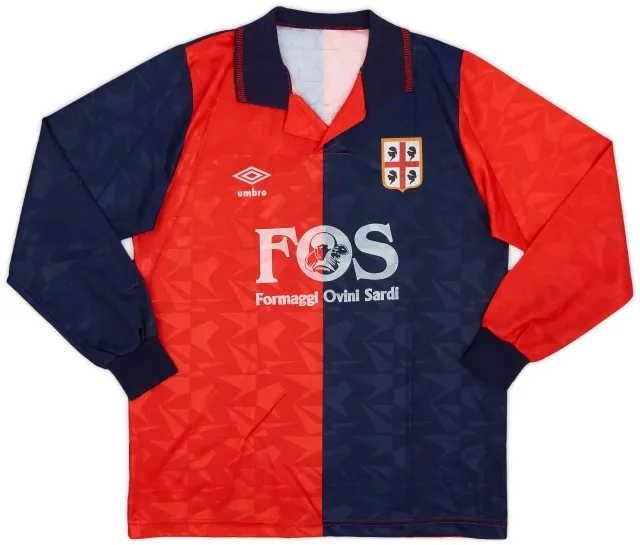 Umbro 1991-92 Cagliari Home L/S Shirt - 4/10 - (S)