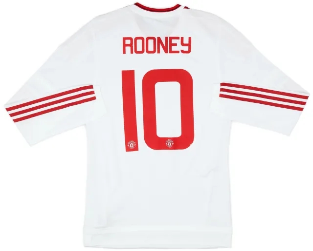 adidas 2015-16 Manchester United Player Issue Away L/S Shirt Rooney #10 (S/M)