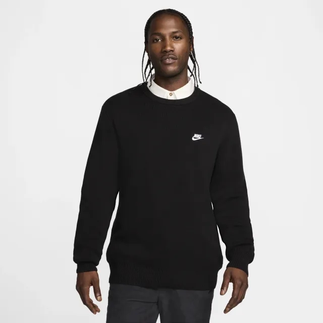 Nike Club Men's Crew-Neck Jumper - Black - Cotton