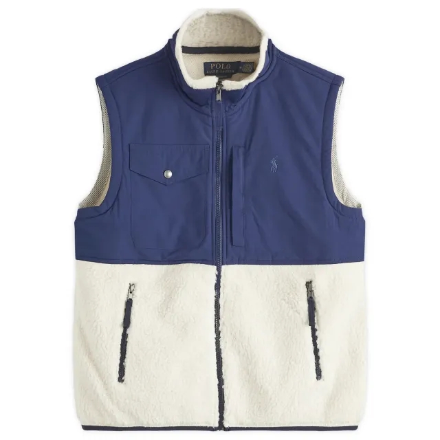 Polo Ralph Lauren Men's Zip Through Panel Gilet Winter Cream/Newport Navy