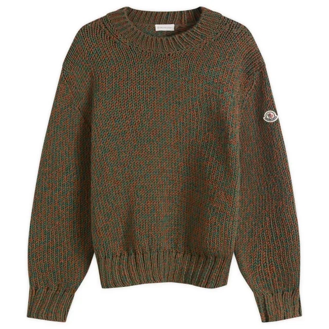Moncler Men's Fisherman Rib Crew Knit Green