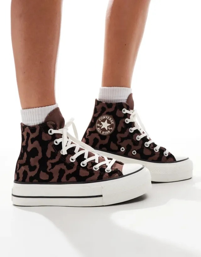 Converse All Star Lift Hi Leopard  in Brown Multi