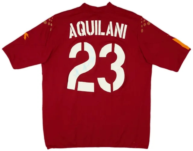 Diadora 2004-05 Roma Signed Home Shirt Aquilani #23 - 5/10 - (XL)