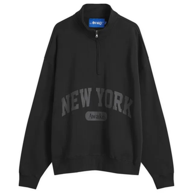 Awake NY Men's Script Quarter Zip Sweatshirt Black