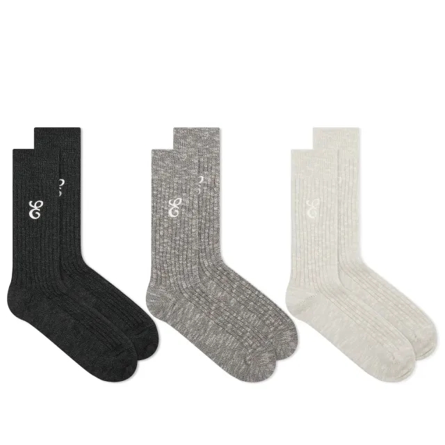 Asics E by END. x ROTOTO Socks - 3 Pack Grey Story