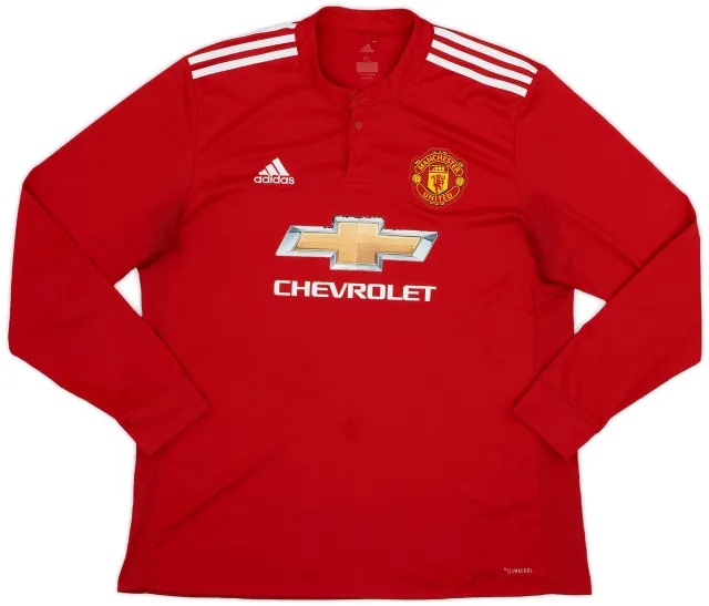 adidas 2017-18 Manchester United Home L/S Shirt - 6/10 - (XL)