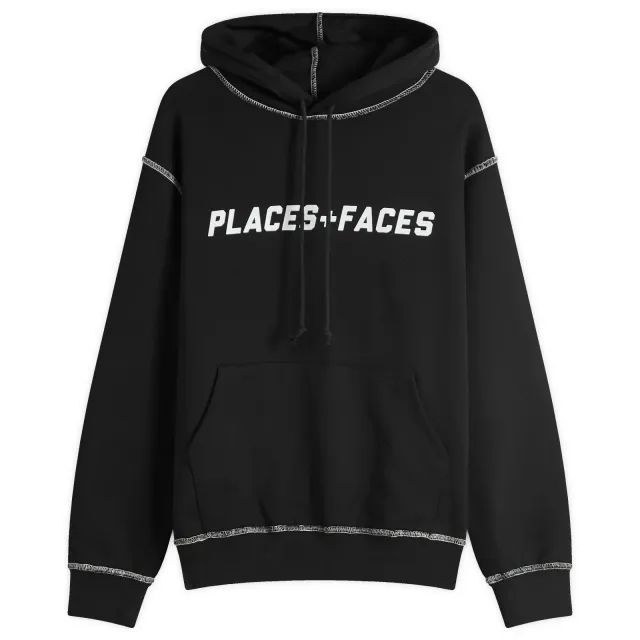 PLACES+FACES Men's Contrast Stitch Hoodie Black