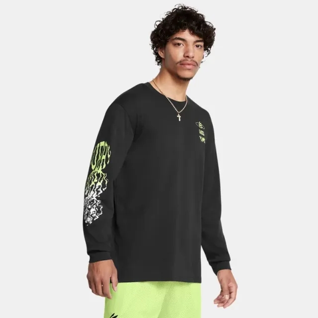 Under Armour Men's Curry Verbiage Heavyweight Long Sleeve Black / Hyper Green / White XXL