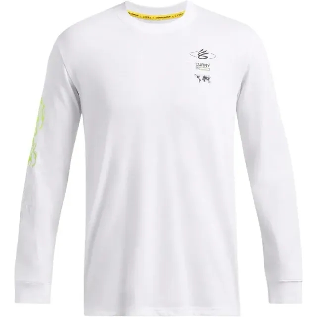Under Armour Men's Curry Verbiage Heavyweight Long Sleeve White / High Vis Yellow / Black XXL
