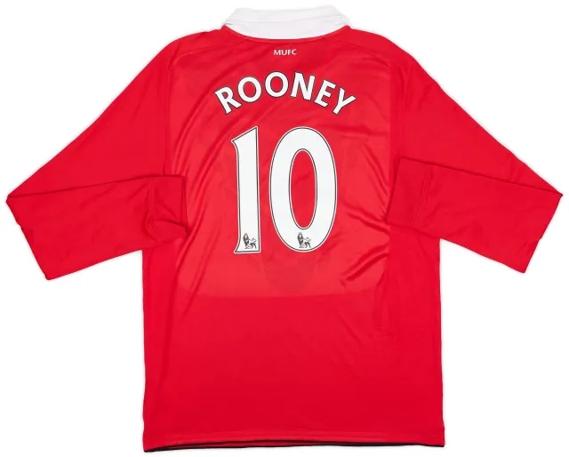 Nike 2010-11 Manchester United Home L/S Shirt Rooney #10 - 8/10 - (L)