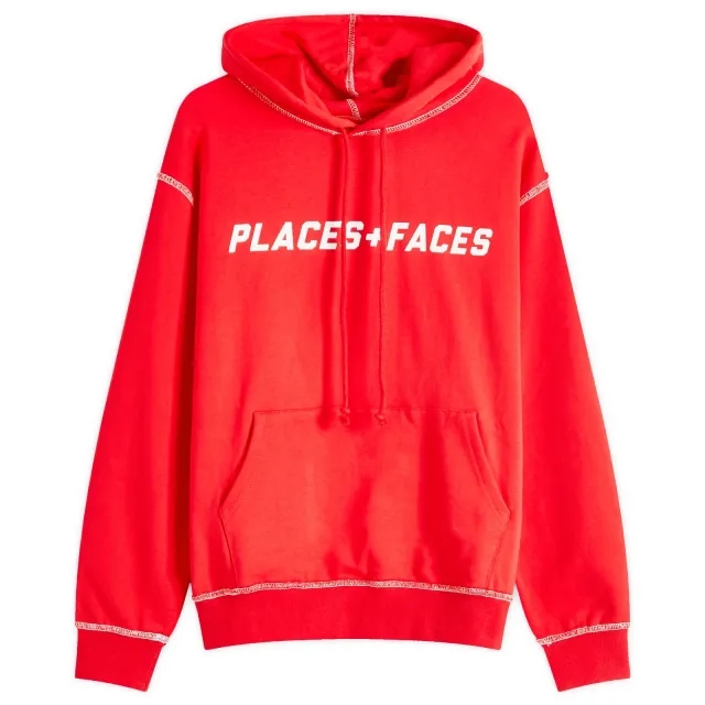 PLACES+FACES Men's Contrast Stitch Hoodie Red