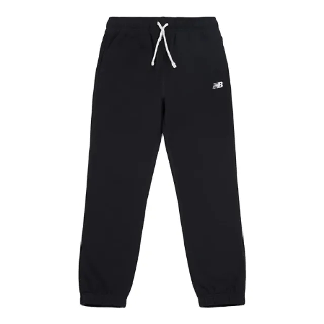 New Balance Boys French Terry Small Logo Jogger in Black Cotton