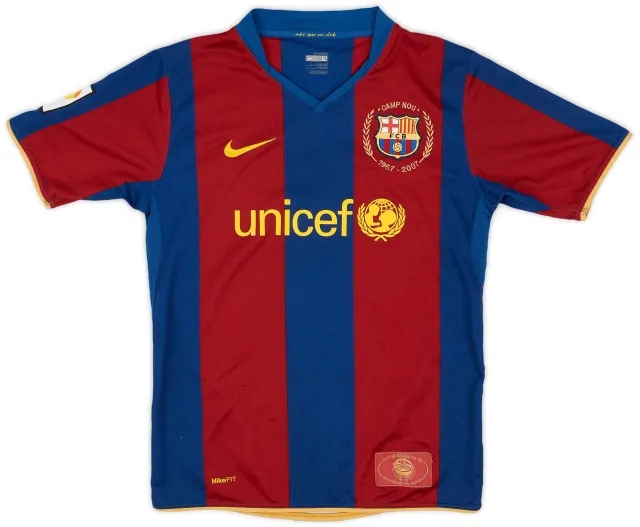 Nike 2007-08 Barcelona Home Shirt - 8/10 - (L.Boys)