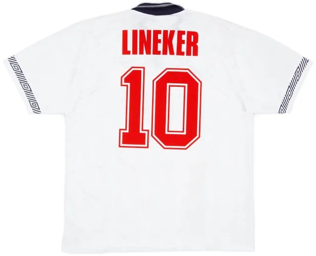 Umbro 1990-92 England Home Shirt Lineker #10 - 8/10 - (L)