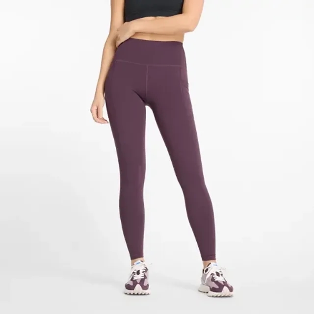 New Balance Women's NB Sleek Pocket High Rise Legging 27 in Brown Poly Knit
