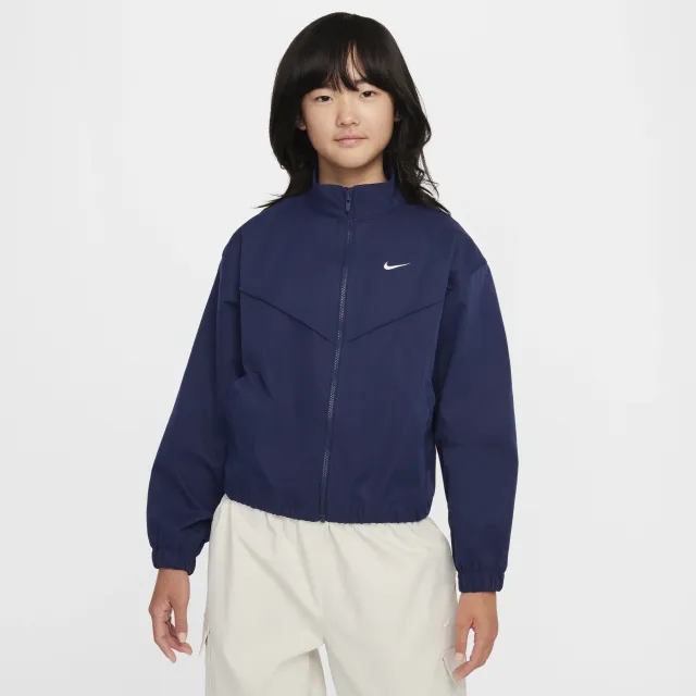 Nike Sportswear Girls' Oversized Lightweight Jacket - Blue - Polyester