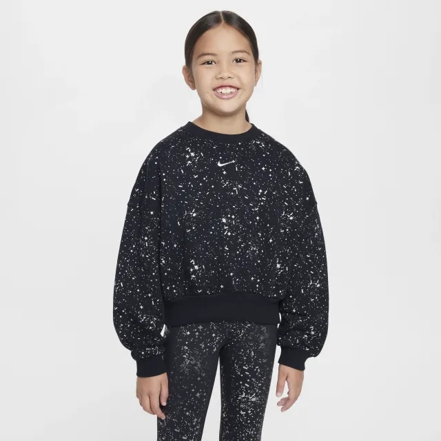 Nike Sportswear Club Fleece Older Kids' (Girls') Crew-Neck Sweatshirt - Black - Cotton/Polyester