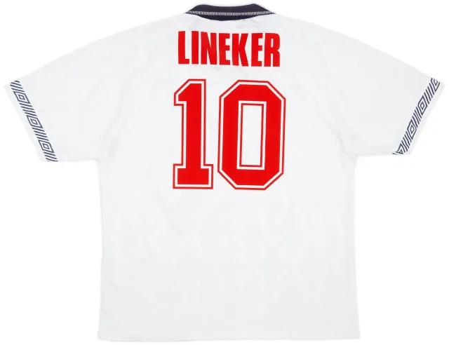 Umbro 1990-92 England Home Shirt Lineker #10 - 8/10 - (L)