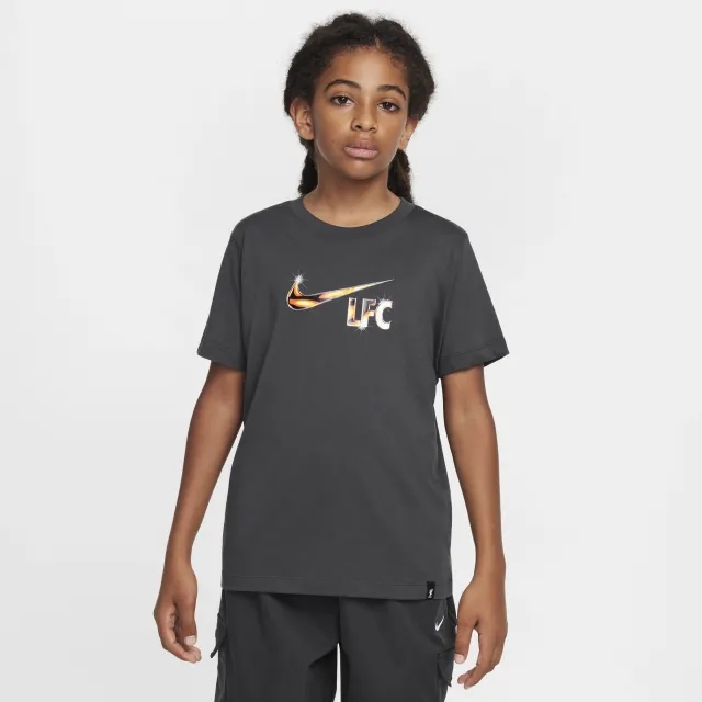 Liverpool F.C. Swoosh Older Kids' Nike Football T-Shirt - Grey - Cotton