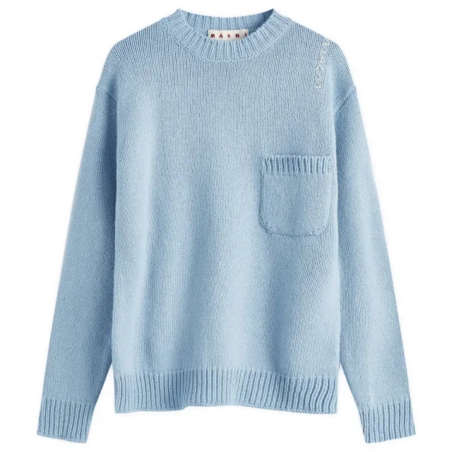 Marni Men's Shetland Wool Knit Jumper Leaden Blue