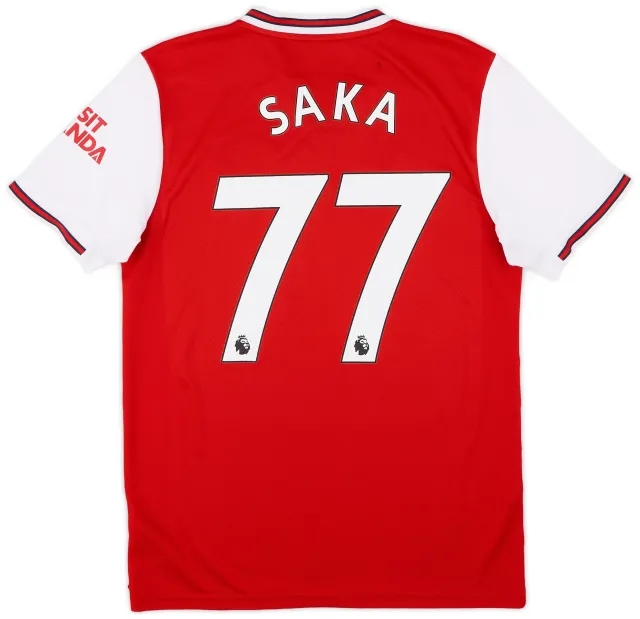 adidas 2019-20 Arsenal Home Shirt Saka #77 - 8/10 - (M)