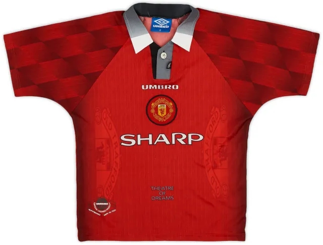Umbro 1996-98 Manchester United Home Shirt - 8/10 - (L.Boys)