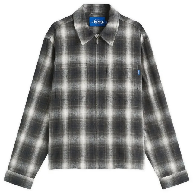Awake NY Men's Brushed Flannel Shirt Jacket Green Multi