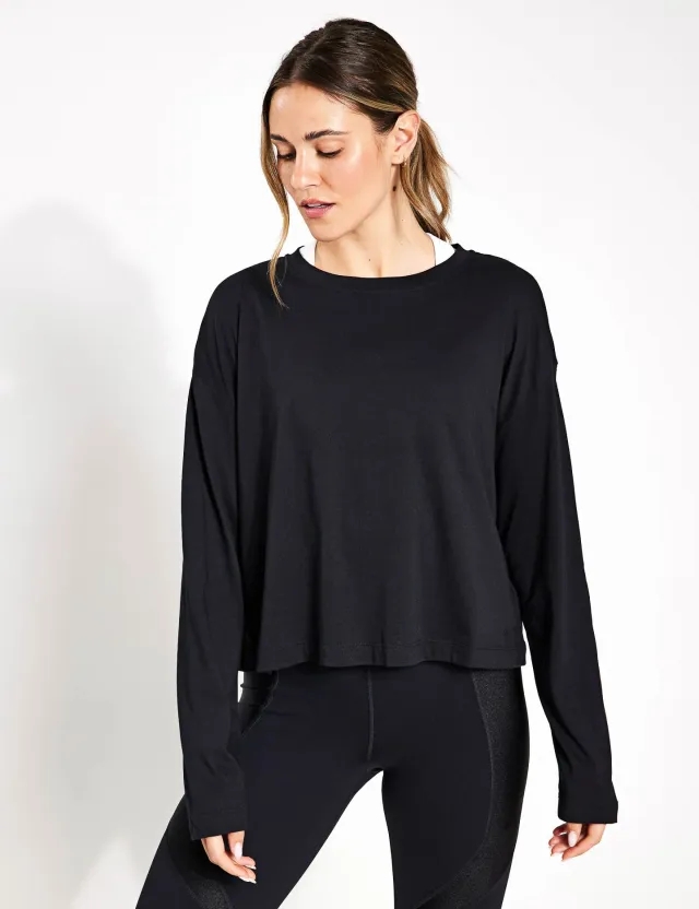 Nike Sweaty Betty Women's Essential Crop Long Sleeve T-Shirt - Black - XS