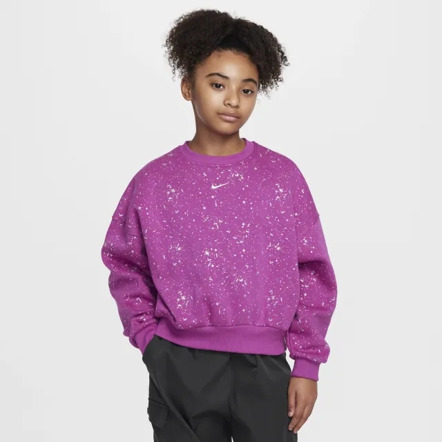 Nike Sportswear Club Fleece Older Kids' (Girls') Crew-Neck Sweatshirt - Purple - Cotton/Polyester