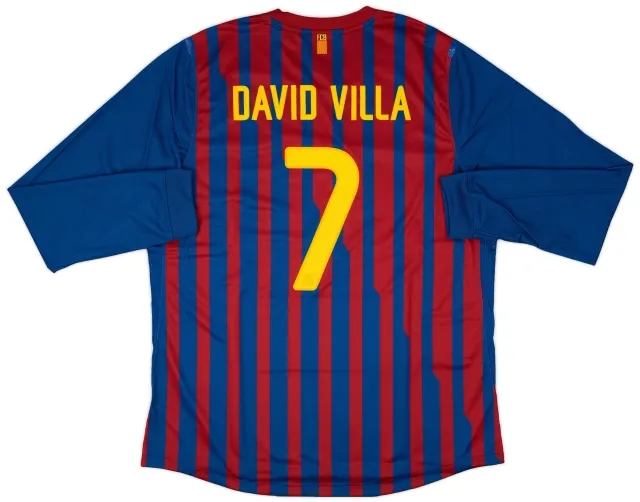 Nike 2011-12 Barcelona Player Issue Home L/S Shirt David Villa #7 (XXL)